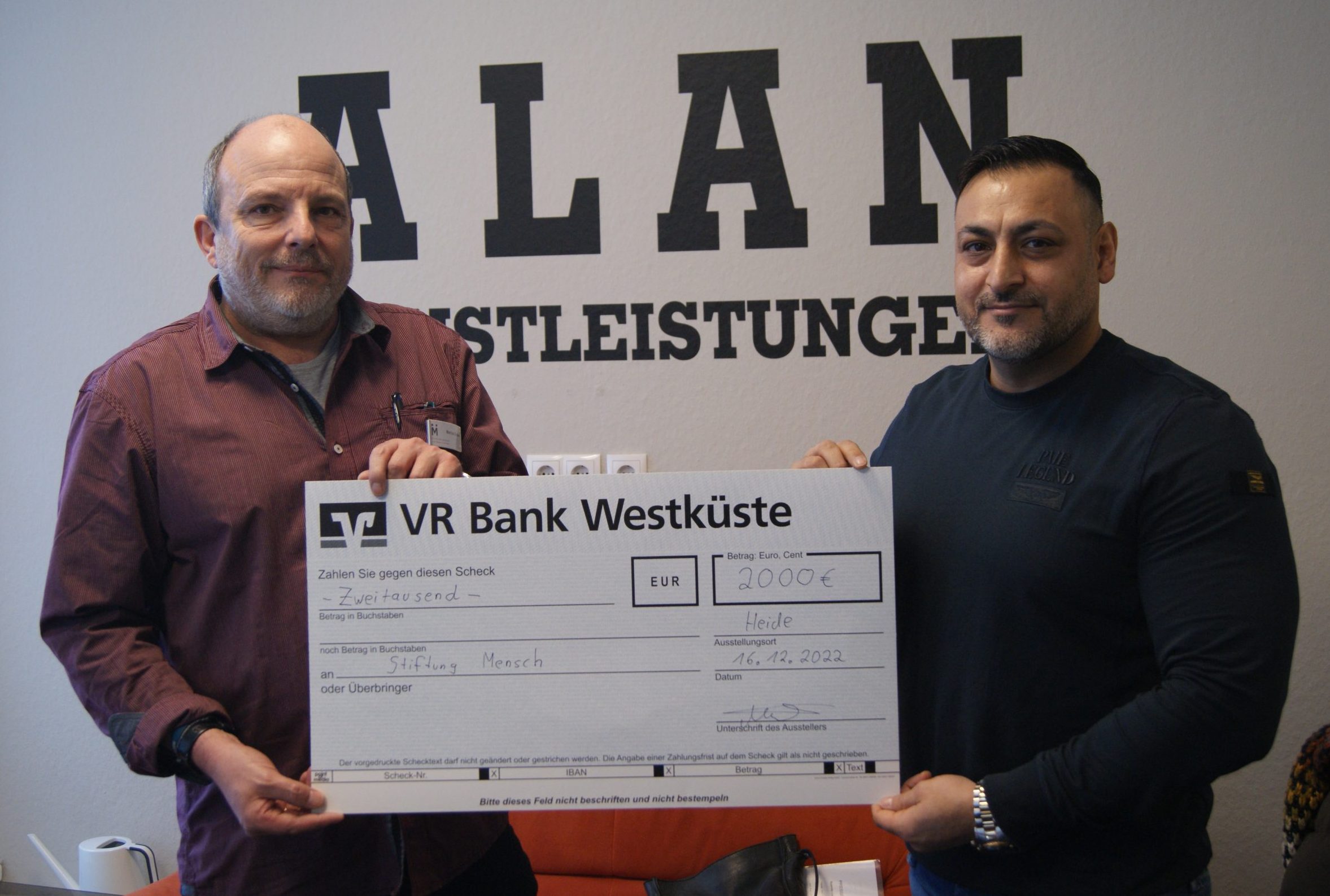 Spende Alan Dienstleistungen an Stiftung Mensch