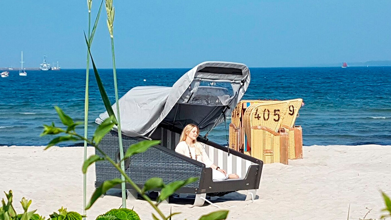 Schlafstrandkorb der Stiftung Mensch